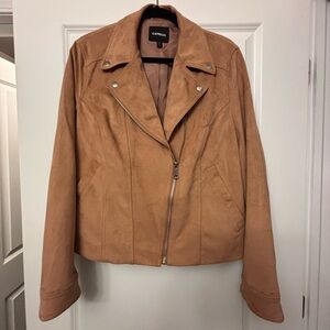LIKE NEW - EXPRESS CAMEL FAUX SUEDE JACKET W/ POCKETS